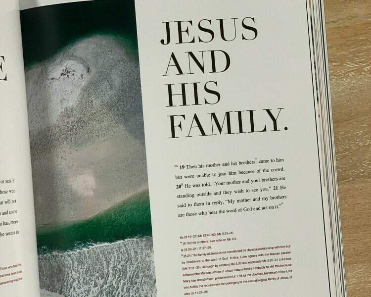 image of the gospel of Luke highlighting Jesus and his family.
