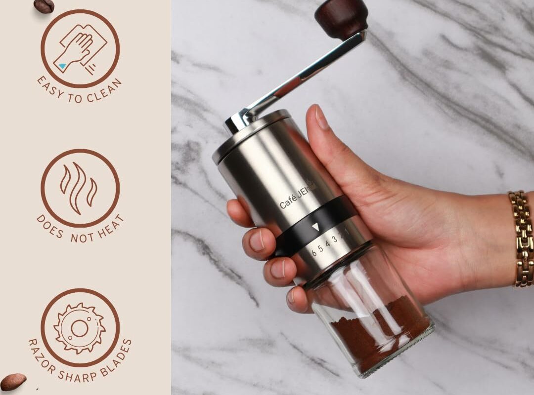 image of a manual coffee grinder