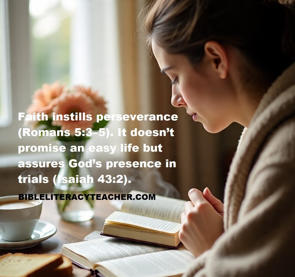 A morning devotional scene showing someone reading the Bible and praying, highlighting daily spiritual practices.