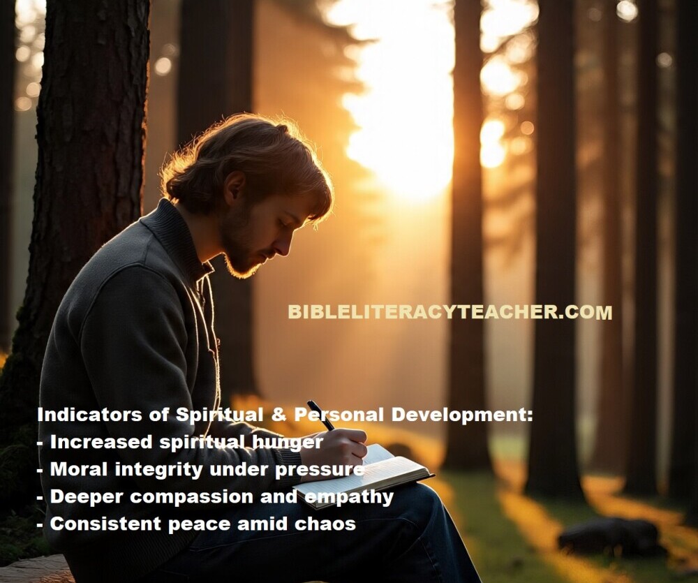 An individual journaling outdoors during sunset, representing self-reflection and spiritual development.